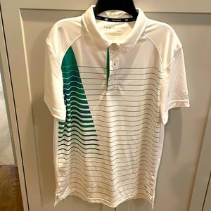 Mens size small green and white golf shirt
